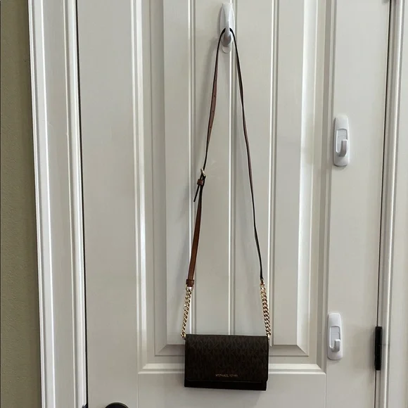 Michael Kors MiniSignature Brown Crossbody Bag with Gold Accents